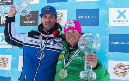 Bastien Montes y Valentina Greggio ganan los Globos de Cristal 2017 de la Copa del Mundo de esquí de velocidad en Grandvalira
