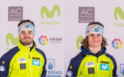 Aingeru Garay y Albert Ortega, en el Campeonato del Mundo Júnior de Esquí Alpino en Davos (Suiza)